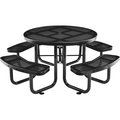 Global Industrial 46 Round Perforated Metal Outdoor Picnic Table, 84W x 84D Overall, Black 262078BK